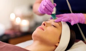 A picture of someone getting a Vampire Facial / PRP Facial